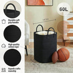Artfeel Laundry Basket,Woven Cotton Rope Laundry Hamper,60L Versatile Storage for Dirty Clothes,Baby Toys,and Blankets in Bathroom, Nursery,and Living Room