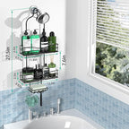 DAOYA Bathroom Shower Caddy Hanging - 3-Tier Organizer with Soap Holder & 6 Hooks for Towels, Sponge; Fits 21mm Shower Head Arm, Black