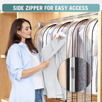 Liuoud Clear Garment Bag for Hanging Clothes 10” Gusseted, (40&50") Suit Bags for Open Closet Storage Plastic Clothes Cover for Coat, Dress, Shirts, Fur, Jacket, Wardrobe Protectors, 4 Pack