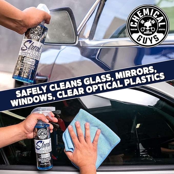 Chemical Guys CLD300 Streak Free Glass & Window Cleaner (For Glass, Windows, Mirrors, Nav. Screens & More; Car, & Home) Ammonia Free & Safe on Tinted Windows, 128 fl oz + ACC151 Spray Bottle, 16 oz.