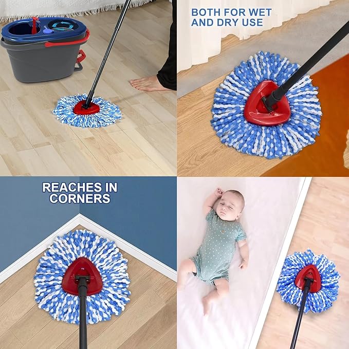 6 Pack Spin Mop Replacement Heads Compatible with Ocedar RinseClean 2 Tank Mop System,Microfiber Mop Refill Heads for O Cedar Cleaning All Hard-surfaced Floor