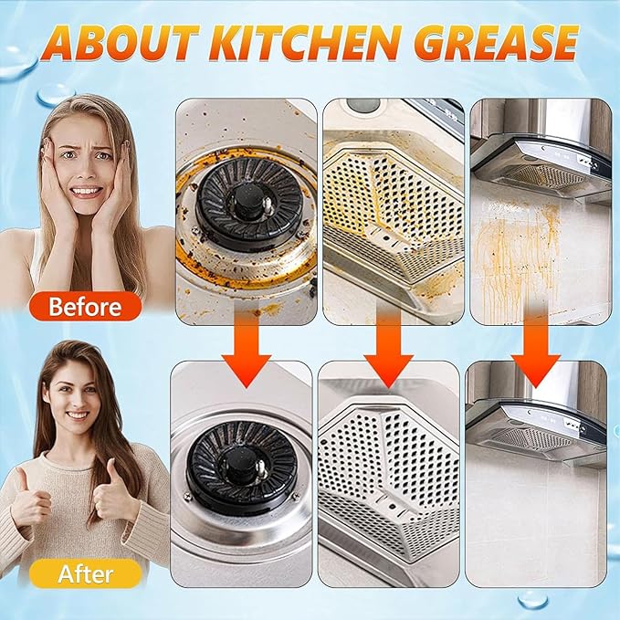 FIELL Heavy-Duty Kitchen Degreaser Foam Cleaner, Clean Kitchens Up Kitchen Oil Stains, Heavy Oil Stain Cleaner Kitchens, Degreaser Clean Heavy Duty, Multi Functiona Foam Cleaning Spray (2PC)
