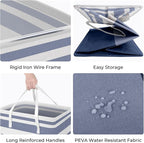 HomeHacks 2 Pack Large Laundry Baskets, Waterproof, Freestanding Laundry Hampers, Collapsible Clothes Hamper with Reinforced Handles in Laundry, College Dorm, Bathroom, Bedroom (Blue+Pink, 125Lx2)