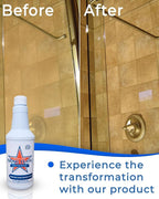 Bring It On Cleaner Hard Water Stain Remover 16 oz | Glass, Soap Scum Remover for Shower Glass, Fiberglass, Windows, Tile and Grout Cleaner, and Includes Scrubbing Drill Pads