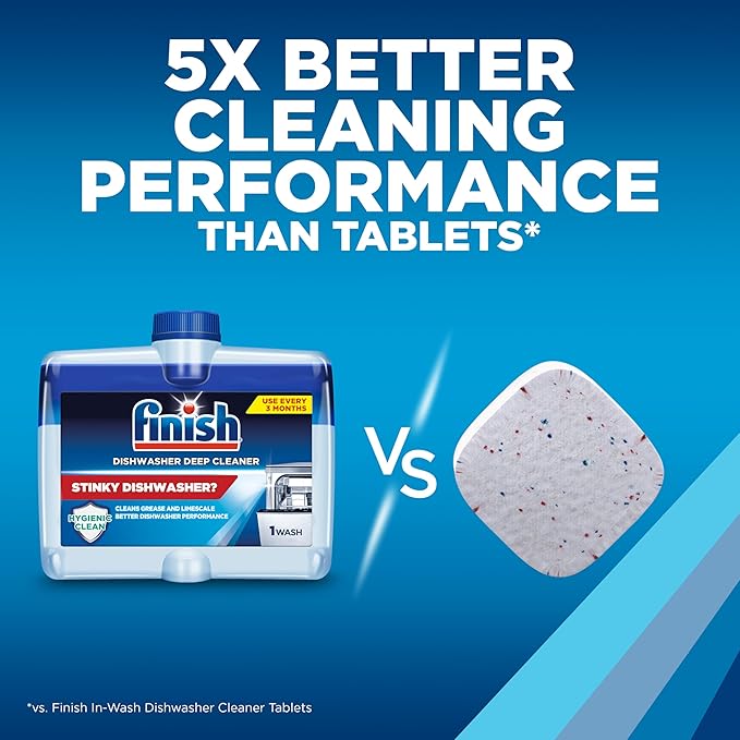 Finish Dishwasher Cleaner Liquid, Deep Cleans Hidden Grease & Limescale, Fights Odors & Maintains Performance, 3 Month Supply, 8.45oz, 1 Bottle