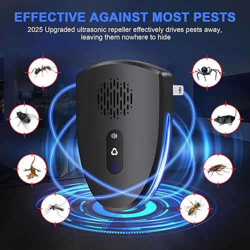 (2025 Upgraded) Ultrasonic Insect & Pest Indoor Repeller, Plug-in Control Device Repellent for Rodent, Mice, Rats, Roaches, Ants, Spiders, Mosquitoes, Bugs, Home, 3 Mode Switching (6 Pack)