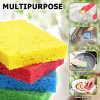 Compressed Natural Cellulose Sponges 24 Pack Regular Size Multicolor Soft Reusable Non-Scratch Long-Lasting Basics Dish Washing Sponges for Kitchen Cookware and Bathroom, DIY Cuts-Out for Fun