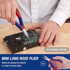 WORKPRO Mini Pliers Set, 3-Piece Small Pliers Tool Kit Includes 4” Diagonal Plier, 5” Long Nose Plier, 6” Needle Nose Plier, for Making Crafts, Repairing Electronic Devices