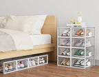 HOMIDEC Shoe Storage, 12 Pack Shoe Organizer for Closet, Shoe Boxes Clear Plastic Stackable Shoe Containers with Lids for Size 10