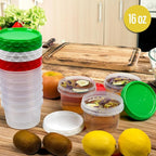EONJOE 16 oz Plastic Freezer Containers with Lids 2 Cup Food Storage Container BPA Free Stackable Airtight Dishwasher Safe,12 Pack