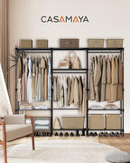 CASAMAYA Clothes Rack, Portable Closet, 81.1 Inch Large Capacity Wardrobe Closet, Clothes Storage Organizer with Shelves and 3 Hanging Rods, Easy to Assembly, Black PCT033B01