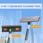 4 in 1 Window Squeegee Cleaner Set,Long Squeegee for Window Cleaning with 81" Adjustable Extendable Pole,Professional Long-Handled Window Washing Kit for Home,Outdoor Windows, Glass, Floor
