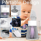 Bug Zapper Portable Camping Outdoor, Cordless Mosquito Zapper, Rechargeable Indoor Fly Zapper, Mosquito Repellent with Safety Grid, USB Charging Mosquito Killer for Indoor/Outdoor, Grey