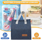 VZZNN 12 Pack Lunch Bags Bulk,Insulated Reusable Lunch Bags with Aluminum for Women Men,Leakproof Tote Large Lunch Box for Office,Work,Beach or Travel,Black