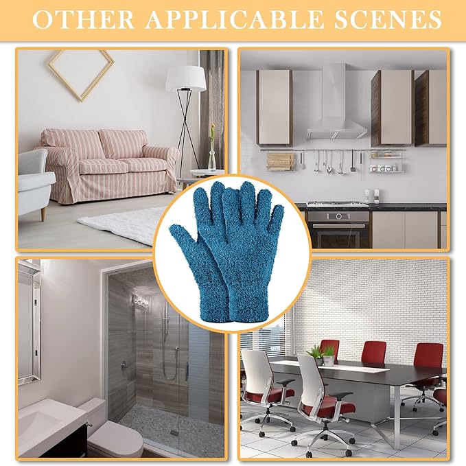 Patelai 3 Pairs Microfiber Plant Dusting Gloves Leaf Cleaning Gloves for Indoor Plants, Blinds, Furniture, House (Dark Blue,Gray,Khaki,Large)