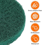 HARFINGTON 4pcs Scrubber Scouring Pads 180 400 800 1200 Grits 4 Inch Drill Power Brush Hoop and Loop Surface Conditioning Disc Drill Scuffing Disc Scrub Pads for Kitchen Cleaning, 4 Colors