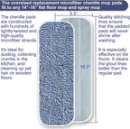 Replacement Mop Pad 16.5''x5.5'' for Floor Cleaning, 5 Pack Chenille Dust Mop Head Refills Attract and Pick Up Pet Hair, Washable Dry Cleaning Pads Compatible with Bona Mop and Most Spray Mops