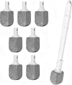 Upgrade Pumice Stone Toilet Bowl Cleaner,Bathroom Cleaner Brush Toilet Wand Refills with 30CM Long Handle for Remove Hard Water Stains with 1 Wand+ Pumice Stones (7 Pack)