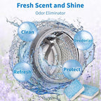 Washing Machine Cleaner Tablets - 24 Pack for Year-Round Deep Clean of Washer Machine, Suitable for HE, Top Load & Front Load Washer Cleaner, Grime & Build-Up, Septic Safe,Eco-Friendly