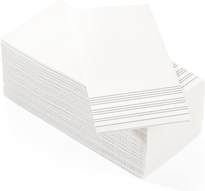 100 Pack Linen Feel Guest Paper Hand Towels | Disposable Super Absorbent Airlaid Paper Towels For Bathroom, Party, Weddings, Or Events | 12 x 17 Inches 1/6 Folded Decorative Design