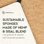 Greenzla Kitchen Sponges, Plant-Based Dish Sponges, Non-Scratch Sisal Hemp Scouring Pads for Dishes, Countertops, Bathtubs, and Tiles, 12 Pack