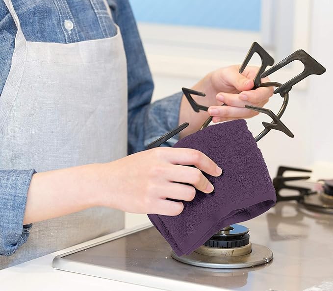 Utopia Towels Kitchen Bar Mops, Pack of 12, 16 by 19 Inches, 100% Cotton Super Absorbent Plum Towels, Multi-Purpose Cleaning Towels for Home and Kitchen Bars