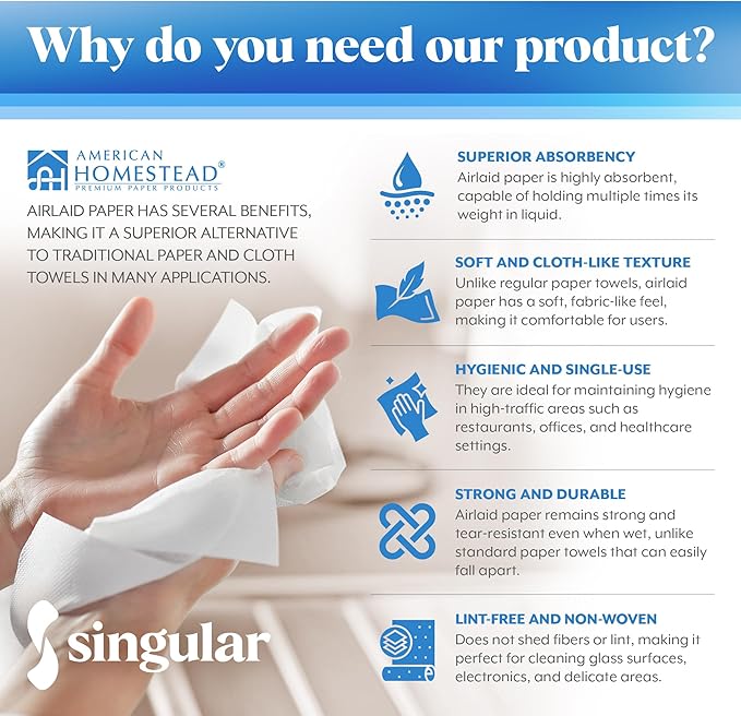 AMERICAN HOMESTEAD Disposable Hand Towels for Bathroom - White Linen-Like Guest Napkins - Ideal Paper Dinner Napkins or Bathroom Towels for Guests - 540 Count - Smooth - 15.5" x 12"