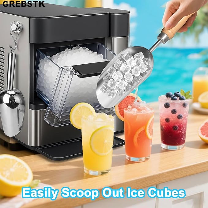 GREBSTK 13.2IN Hand Large Capacity Stainless Steel Ice Scoop Soil Shovel Stainless Steel Gardening Trowel for Ice Machines, Buckets, Dog Food, Flour, and Canisters – Ideal for Bar, Garden, Parties