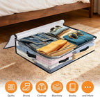 2 Pack Under Bed Storage Bags, 60L Foldable Clear Storage Containers with Handles, Dual Zippers for Comforter, Clothes, Bedding, Linen Sheets, Sweaters, Blanket Storage