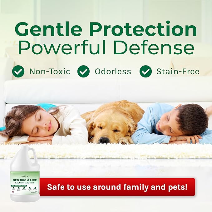 Hygea Natural Lice and Bed Bug Laundry Additive - Environmentally Responsible, Odorless, and Stain-Free Liquid Laundry Treatment - Safe for Children and Pets - Any Water Temperature (1 Gallon)