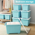 Nazhura 72 Quart Plastic Storage Bin, Stackable and Nestable Storage Boxes with Lids and Secure Latching Buckles, Large Storage Container (Blue, 72Quart-6Pack)