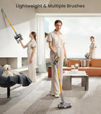 CHEBIO Cordless Vacuum Cleaner, 500W/45Kpa Vacuum Cleaners for Home with LED Display, 8 in 1 Lightweight Stick Vacuum with 60Min Runtime, Anti-tangle, Wall Mount Charging for HardFloor/Carpet/Pet Hair