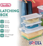 Sterilite 48-Pack Latching Box, Under Bed Storage Bins with Lids, Clear Plastic, 6 Quart - Heavy-Duty Organizing Containers for Closet, Bathroom, and Office