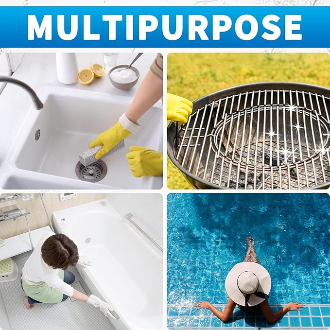 4TH Pumice Stone for Toilet Bowl Cleaning,Pumice Stick Powerfully Away Limescale Stain,Hard Water Ring, Calcium Buildup,Iron&Rust. Remover for Tile/Bath-tub/Sink/Grill - 6 Pack