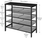 HOOBRO Shoe Rack for Entryway, 5-Tier Shoe Organizer with Adjustable Mesh Shelves, 12-16 Pairs of Shoes, Spacious Floor Mount, Metal, Industrial, Shoe Shelf for Closet, Black BB12XJ01