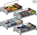 Tututry Under Bed Storage with Wheels, XXL 60L Under the Bed Storage Bins, Underbed Storage Containers with Lids & Label, Rolling Metal Drawer for Shoes, Clothes, Books, Toys (4-Pack Gray)