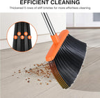 NACENA Broom and Dustpan Set, 52-in Long Adjustable Handle Broom Dustpan Combo with Dustpan Teeth to Automatically Clean Hair Suitable for Home Kitchen Office Hall Floor (Grey&Orange), 4 Pack