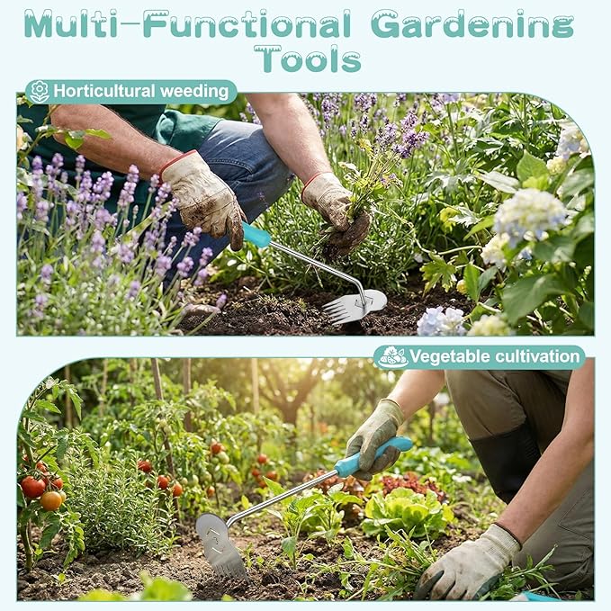 Garden Weed Tool,2026 Portable Gardening Tools,Adopting Ergonomic Handle Design,6 Tooth Stainless Steel Weeding Tools,Hand Weeder Tool Suitable for Farm Planting,Gardening