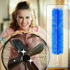 Sliner 2 Pcs Fan Cleaning Brush Bendable Fan Duster Cleaner Reusable Cobweb Duster Microfiber Head Dirt Remover for Ceiling Fans Blades, Air Vents, Curtains, Cars, Shutters (Blue)