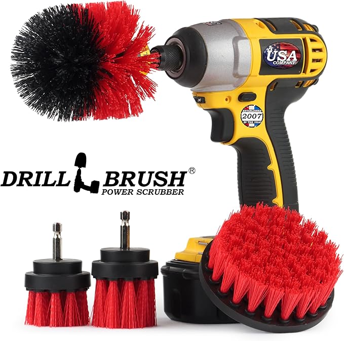 Outdoor Cleaning Supplies - Fountain and Patio Cleaning Brushes - Fire Pit - Scrub Brushes - Concrete Brush - Grout Cleaner - Granite Scrubbing Tool - Headstone Restoration Kit - Garden Statues Brush