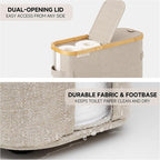 StorageWorks Toilet Paper Storage Baskets with Dual Flip Lids, Toilet Paper Organizer for Bathroom, Toilet Paper Container with Side Pocket, Holds 15 Mega or 20 Regular Rolls, Large, Light Khaki