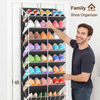 UVIAHOMI 20-30 Pairs Over the Door Shoe Organizer, Clear Pockets Hanging Shoe Storage for Closet, 10-Tier Door Shoes Rack, Handing Shoes Holder Fit All the Family's Sneakers, Boots, Heels, Dark Grey