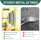 Adjustable Garden Leaf Rake Set, 18" Wide, 25 Tines, 37-79" Handle Metal Leaf Rake with 2 Pack 32 Gallons Leaf Bags and Scoops. Heavy Duty Graden Rakes Set for Lawn, Grass, Shrubs, Flower Beds