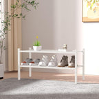 ROMGUAR CRAFT 2 Tier Bamboo Shoe Rack for Closet Free Standing Wood Shoe Shelf for Entryway Small Space Stackable 27"x11"x13" (White)