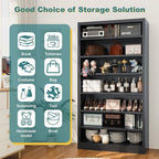 55" Storage Cabinet with 6 Adjustable Shelves (8 Tiers Total), Metal Shelving Unit for Garage, Pantry, Office – Easy Assembly, Durable Freestanding Organizer (Black, 7 Tier-55"H x 27.6"W x 11.8"D)