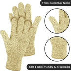 Patelai 3 Pairs Microfiber Plant Dusting Gloves Leaf Cleaning Gloves for Indoor Plants, Blinds, Furniture, House (Pink,Nude,Light Purple,Large)