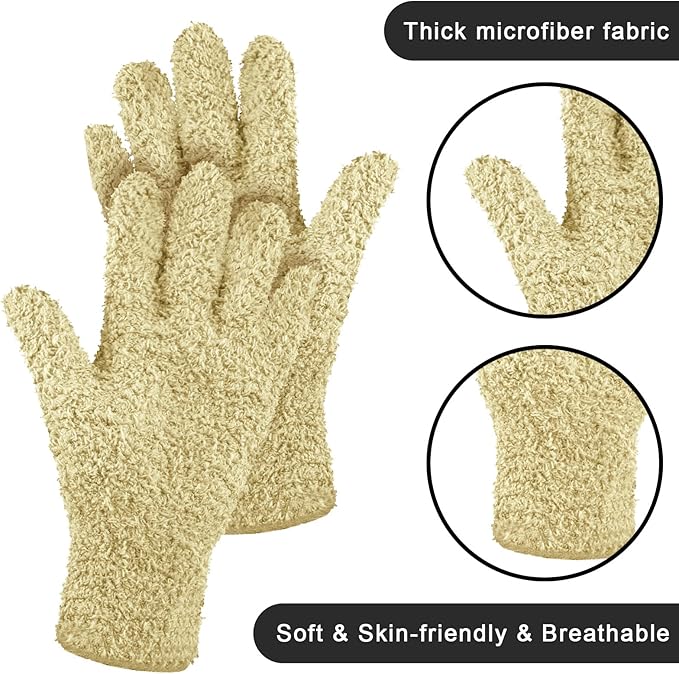 Patelai 3 Pairs Microfiber Plant Dusting Gloves Leaf Cleaning Gloves for Indoor Plants, Blinds, Furniture, House (Pink,Nude,Light Purple,Medium)