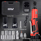 3/8" 16.8V Electric Ratchet,Cordless Ratchet Tool Kit,40 Ft-lbs,280 RPM,Equipped with 2 Packs 2000mAh Lithium-Ion Battery And Charger,Electric Wrench with Toolbo