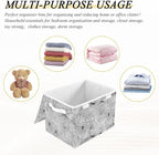 senya Large Storage Bins with Linen Collapsible Foldable Storage Cubes Fabric Closet Organizer Containers box with Flip-Top Lid for Home Bedroom Office 16.7 x 12.6 x 11.8in (Line)