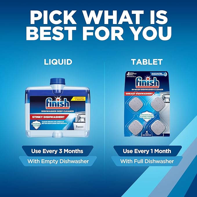Finish Dishwasher Cleaner Tablets, Deep Cleans Hidden Grease & Grime, Fights Odors, No Extra Wash Cycle, Helps Maintain Dishwasher, 4 Month Supply, 4 Count